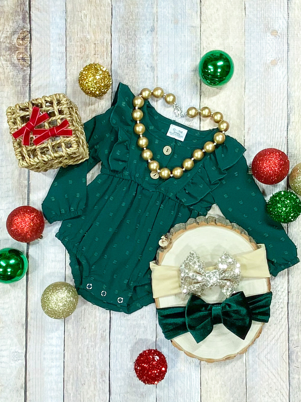 Green Long Sleeve Infant Romper