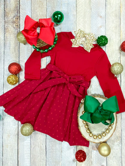 Mommy & Me Red Long Sleeve Twirl Dress