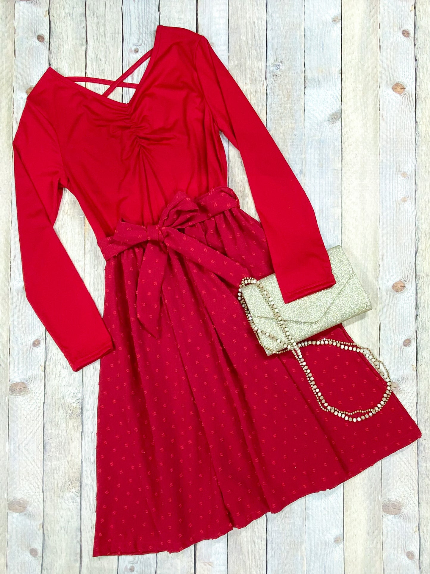 Mommy & Me Red Long Sleeve Twirl Dress