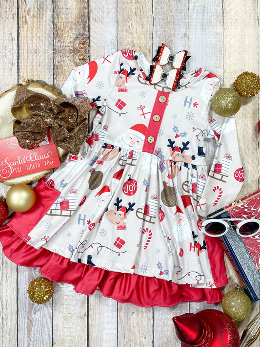 Red Reindeer Twirl Dress