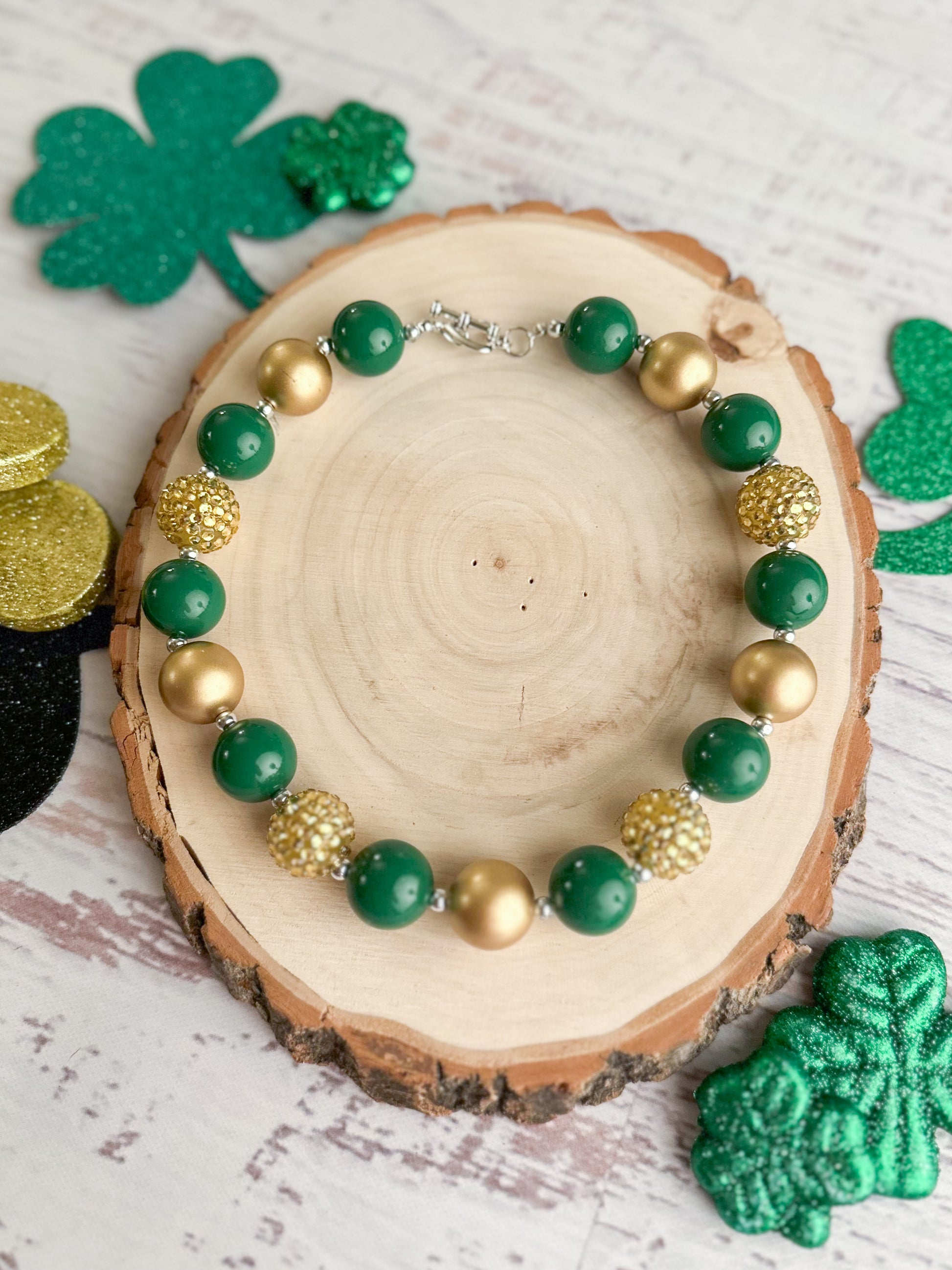 Green & Gold Chunky Necklace