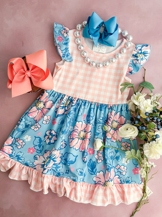 Spring Flowers Ruffled Dress