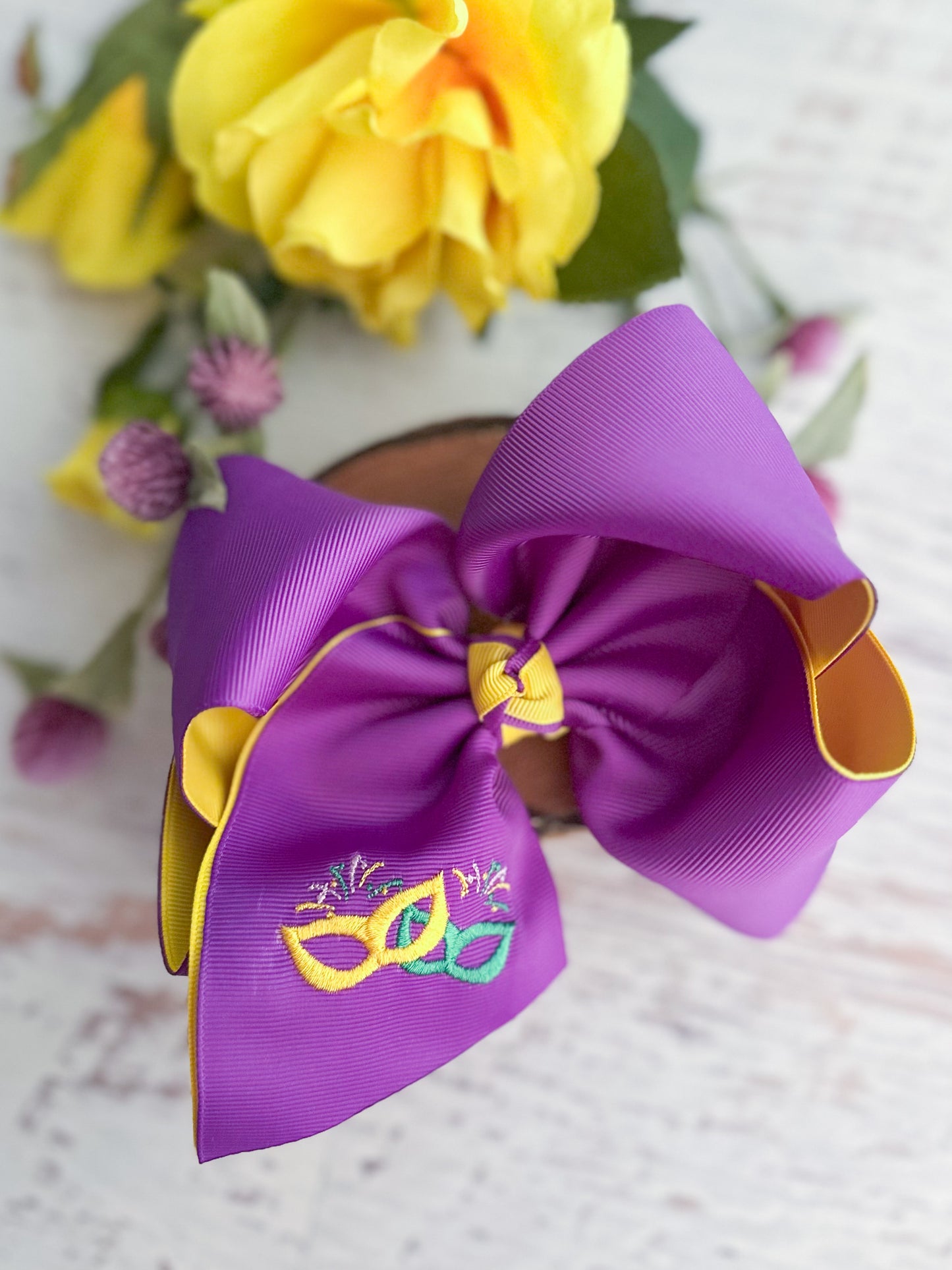 mardi gras hair bow