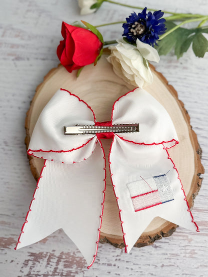 Back of the Texas Flag Embroidered Cheer Bow