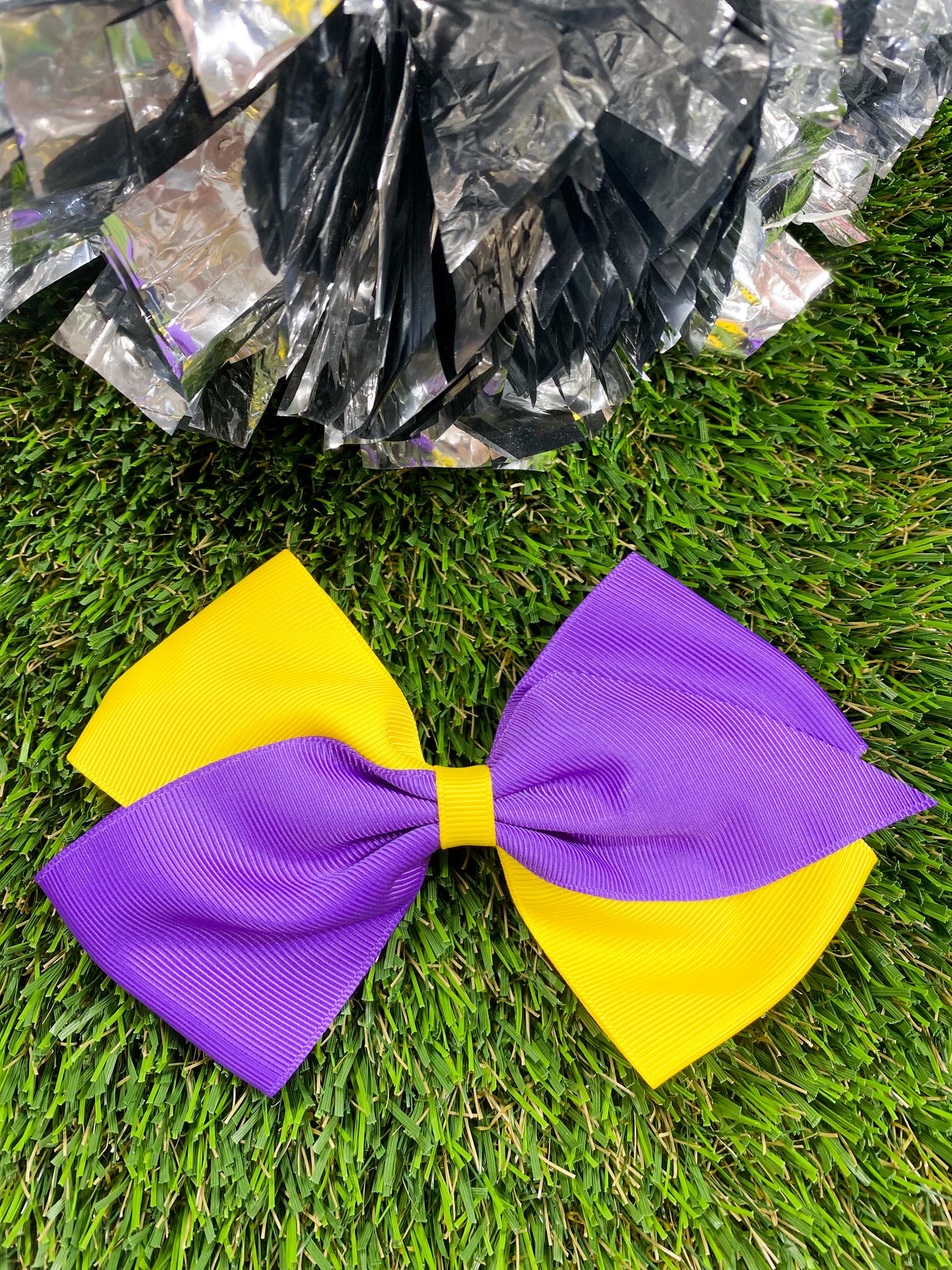 Purple/Yellow School Spirit Oversized Hair Bows
