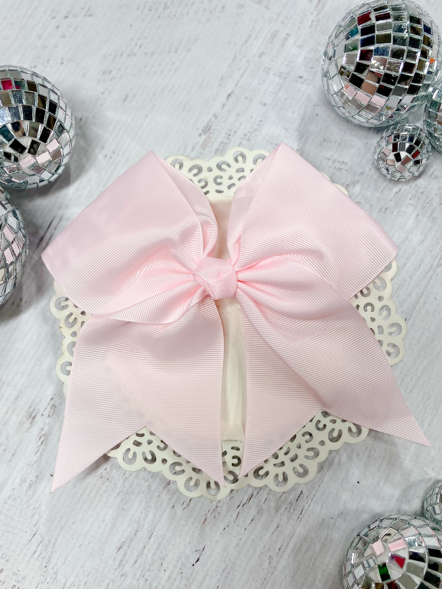 light pink solid cheer bow