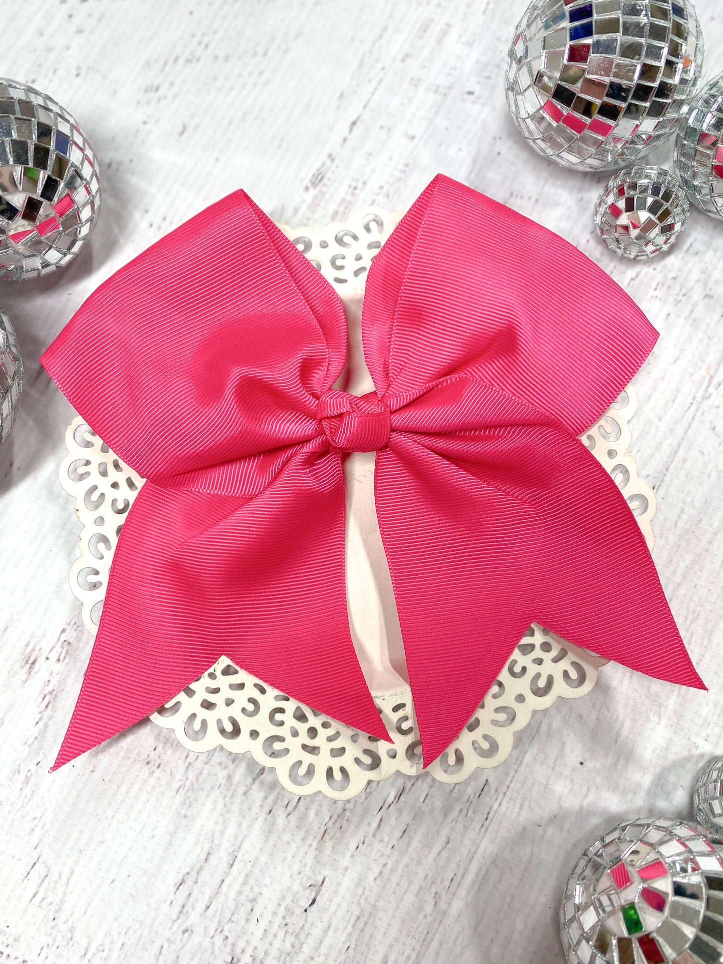 hot pink solid cheer bow