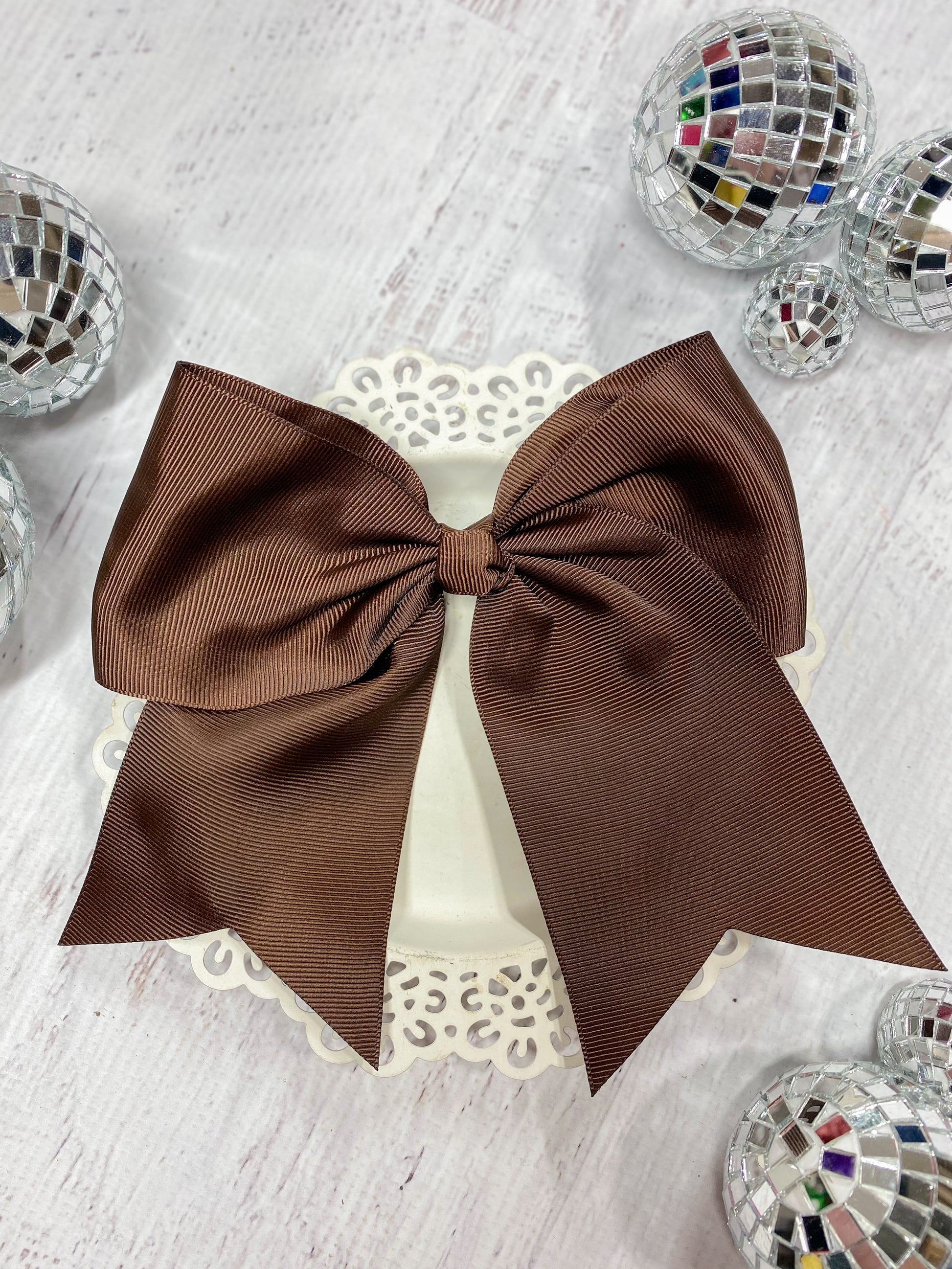 chocolate solid cheer bow