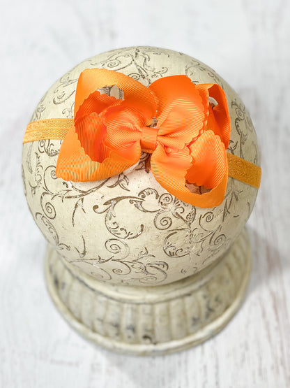 Orange Scalloped Classic Size Bow Headband