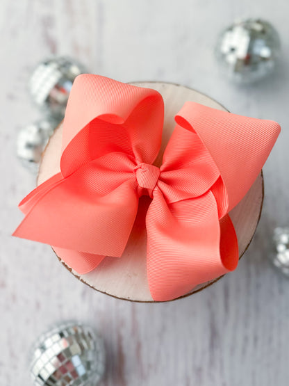 Coral Oversize Grosgrain Hair Bow