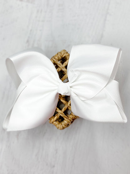 White Big Bows - Texas Size Grosgrain Hair Bow