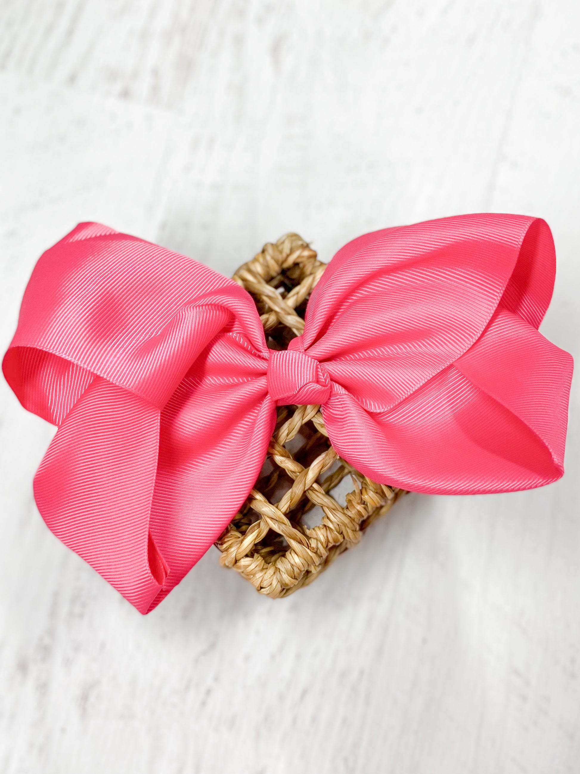 Hot Pink Texas Size Big Hair Bows with French Clip