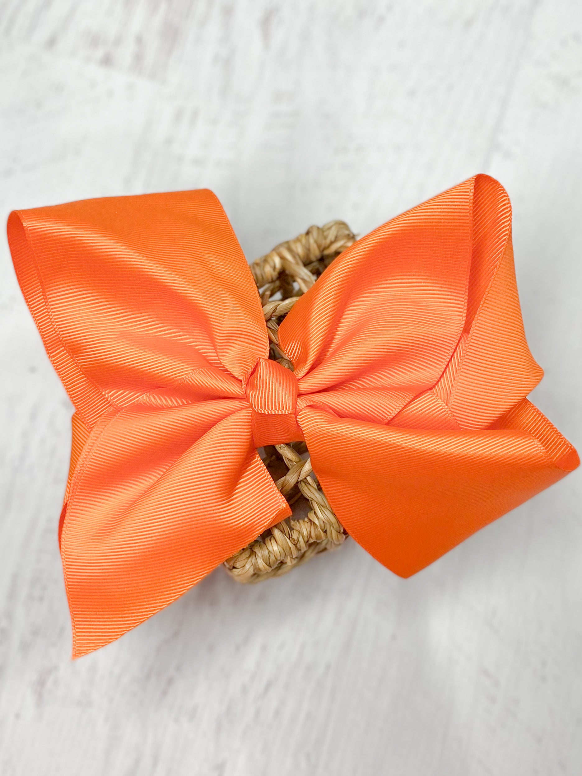 Orange Texas Size Big Hair Bows with French Clip