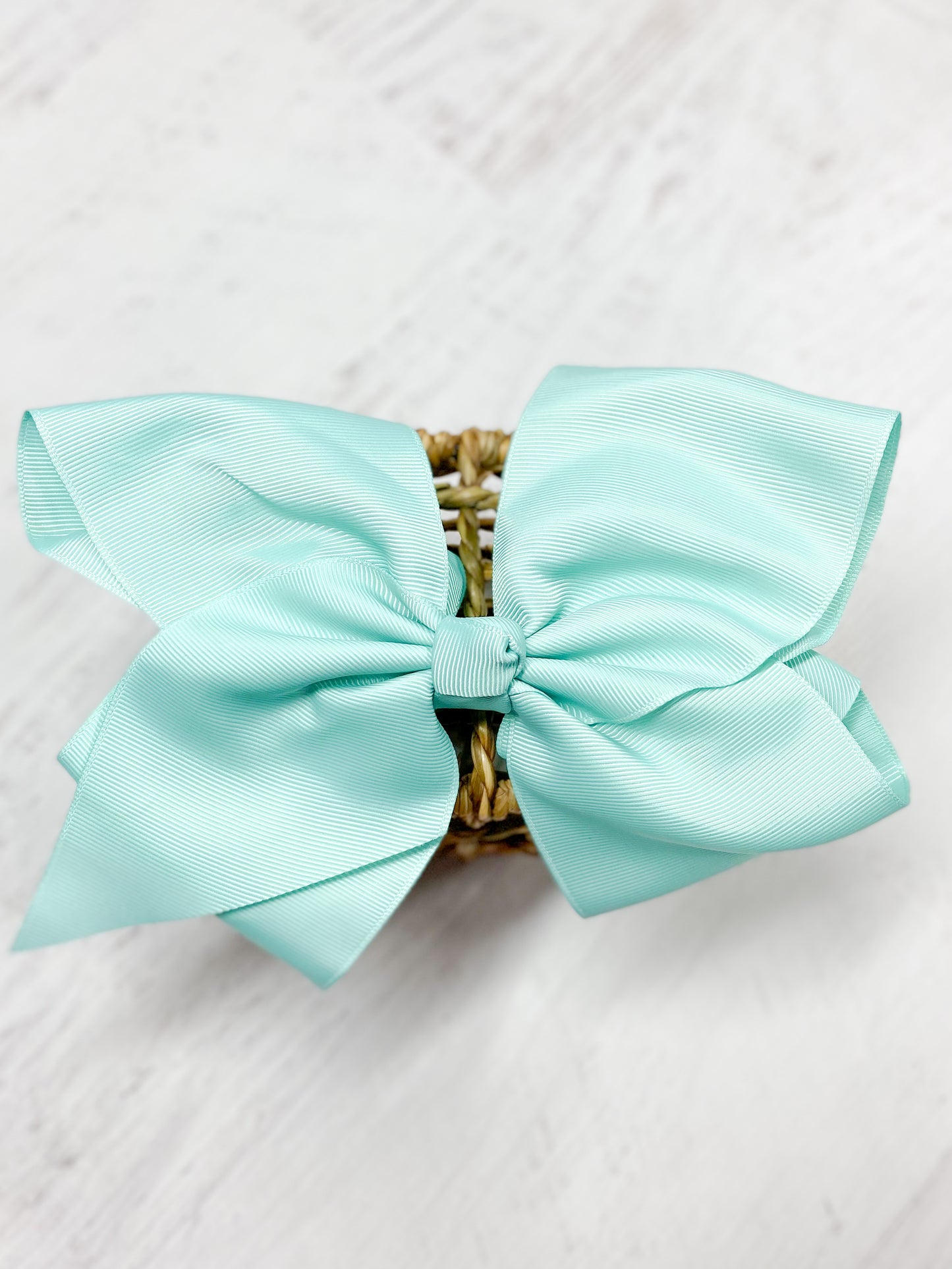 Aqua Texas Size Big Hair Bows with French Clip