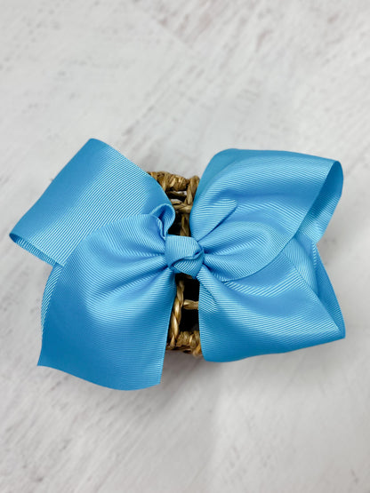 Turquoise Texas Size Big Hair Bows with French Clip