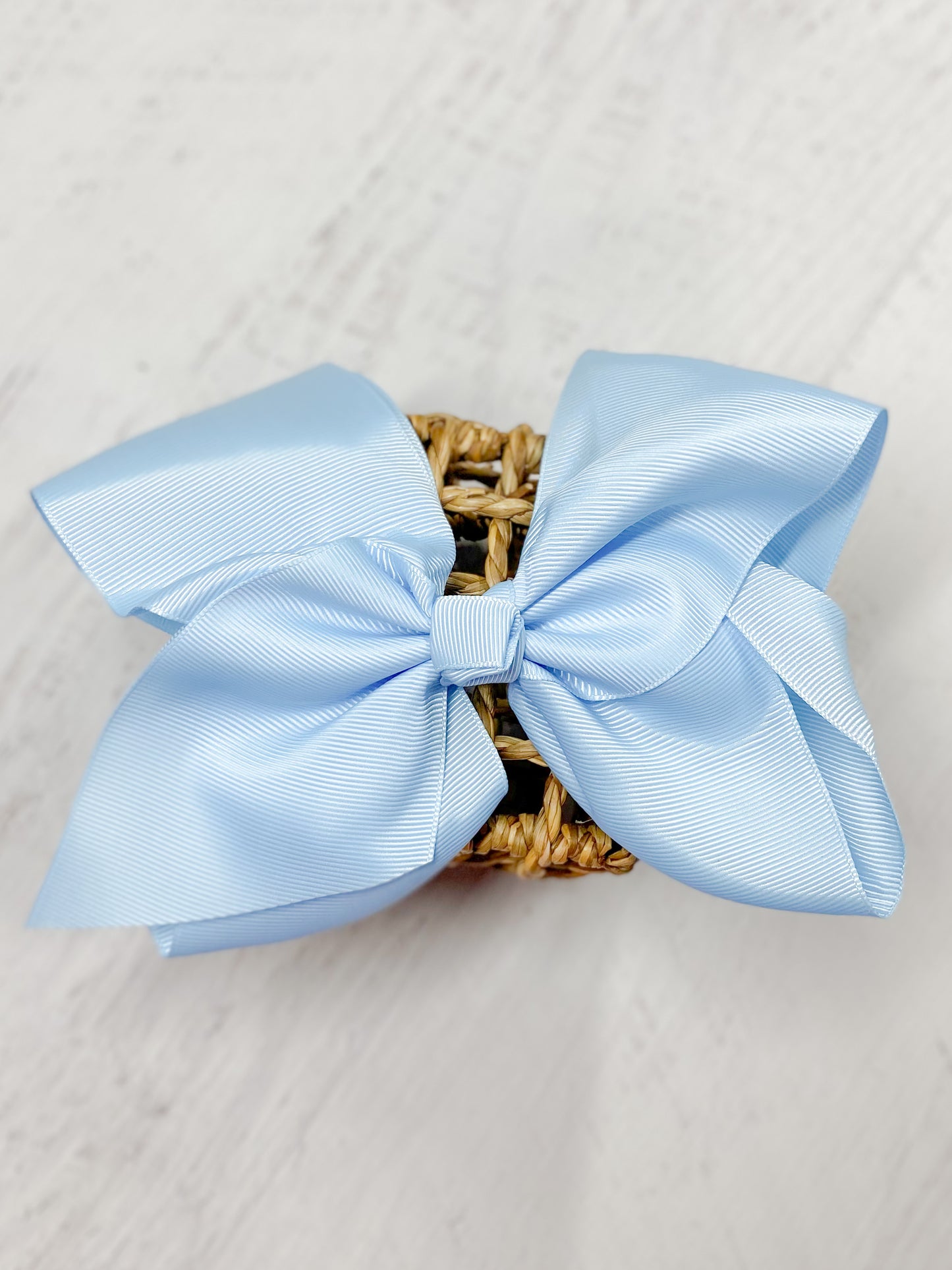 Light Blue Texas Size Big Hair Bows with French Clip