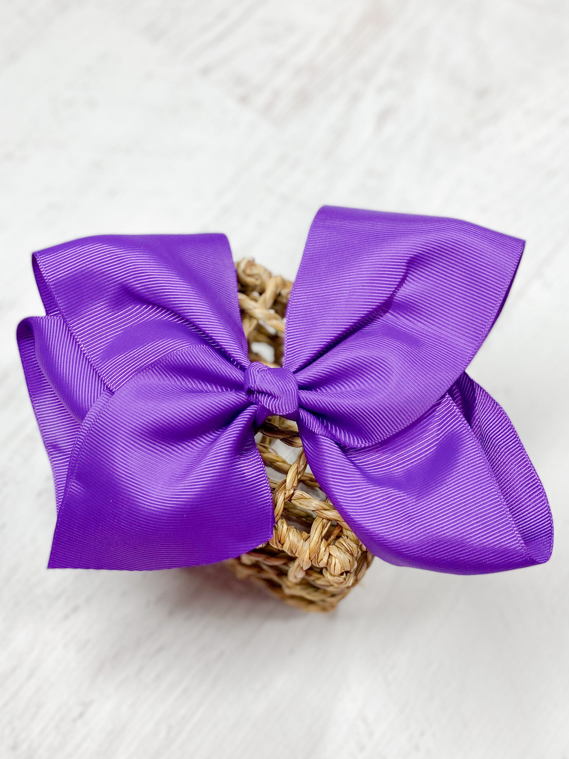 Purple Texas Size Big Hair Bows with French Clip