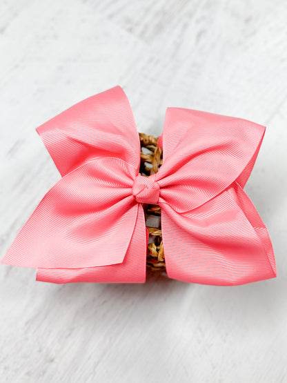 Coral Big Bows - Texas Size Grosgrain Hair Bow