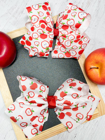 Apple Print Oversize Sized Hair Bow above our texas size option