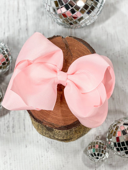 light pink classic hair bow