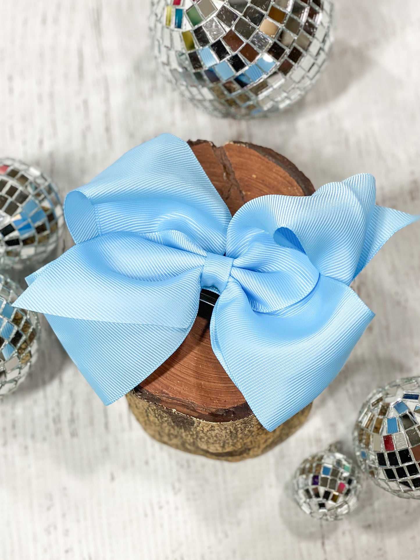 light blue classic hair bow