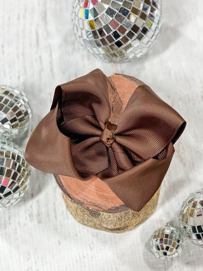 chocolate classic girls hair bow