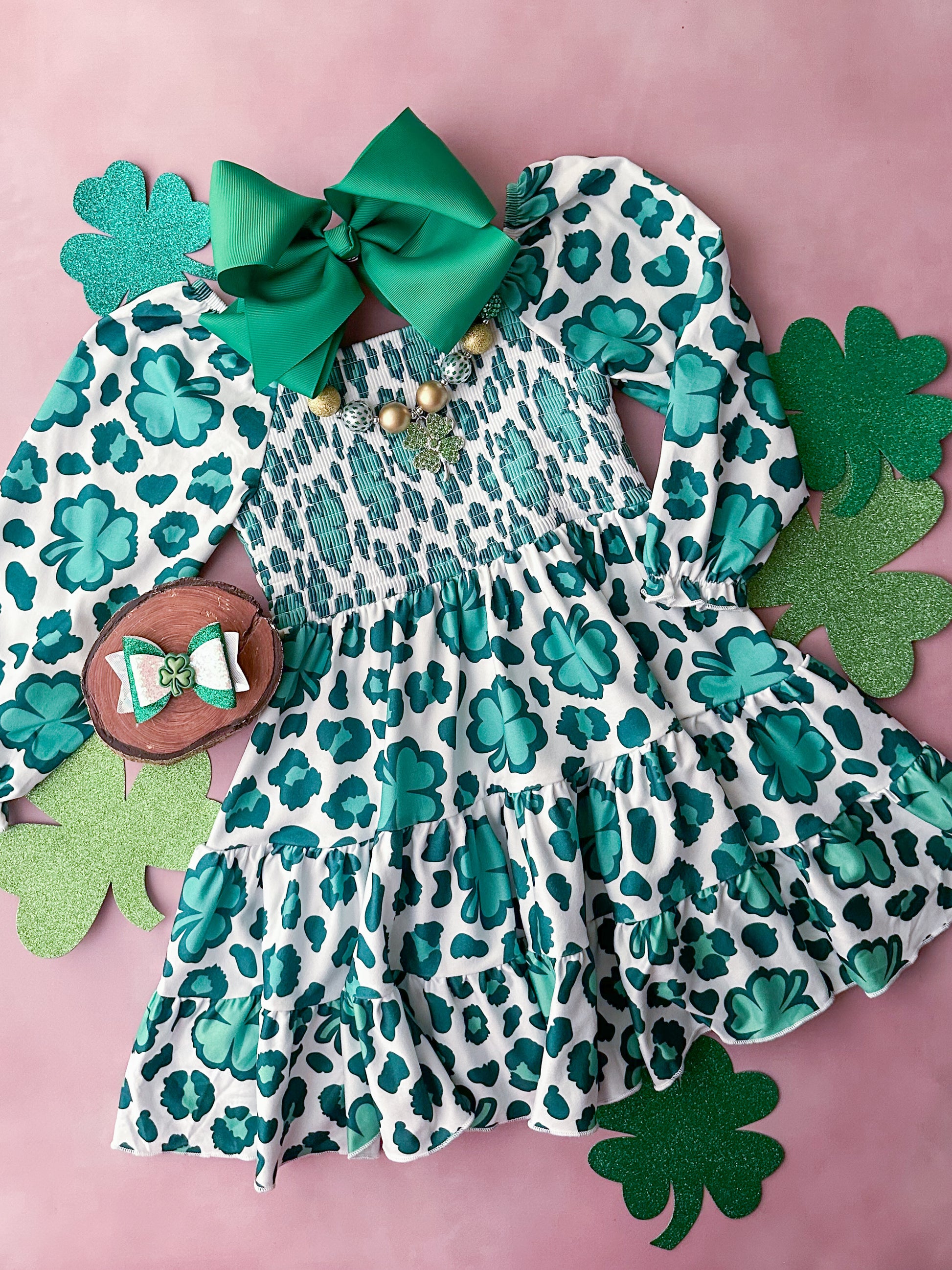 Lucky Clovers Smocked Twirl Dress