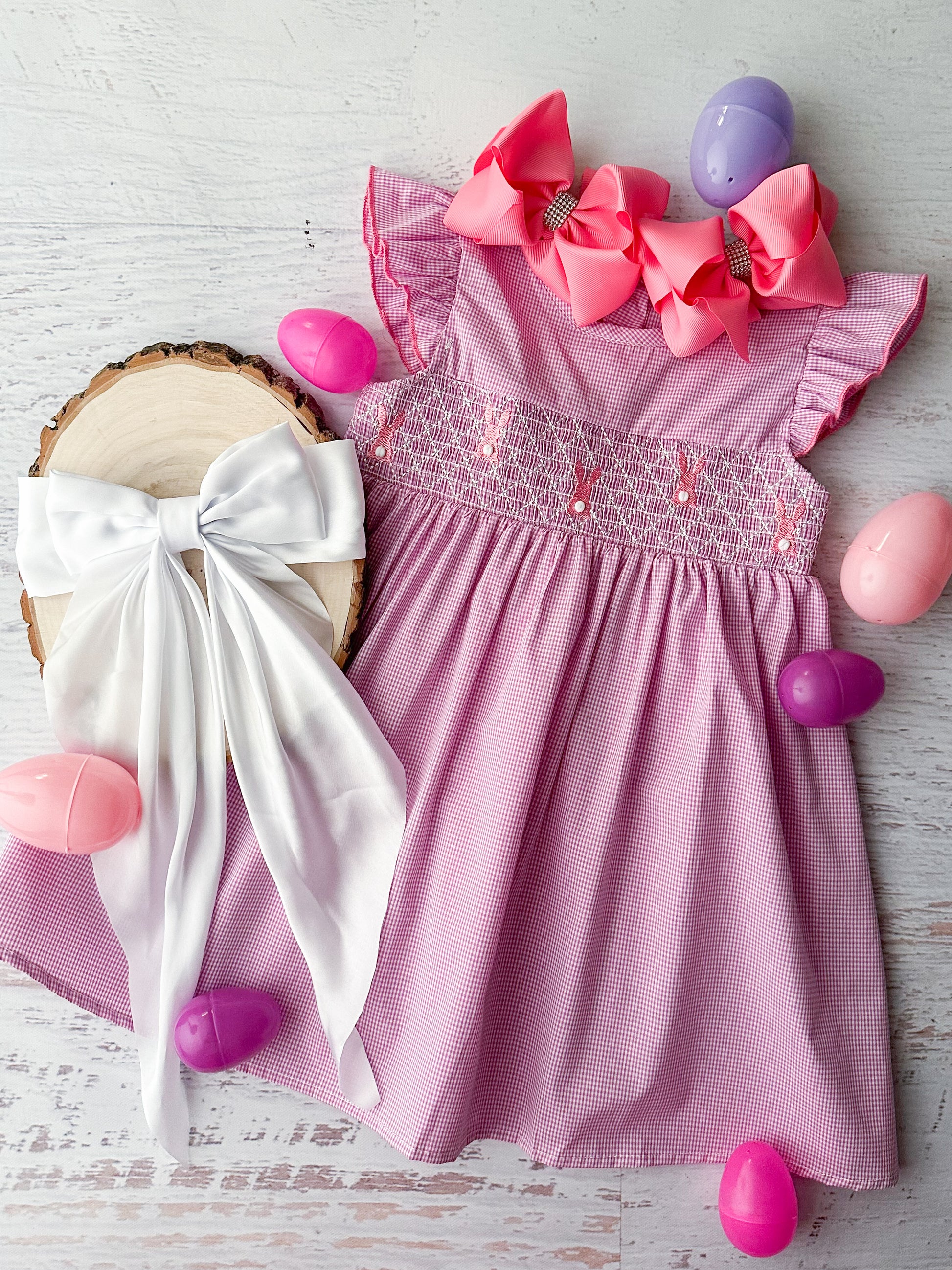 Embroidered Bunnies Purple Dress