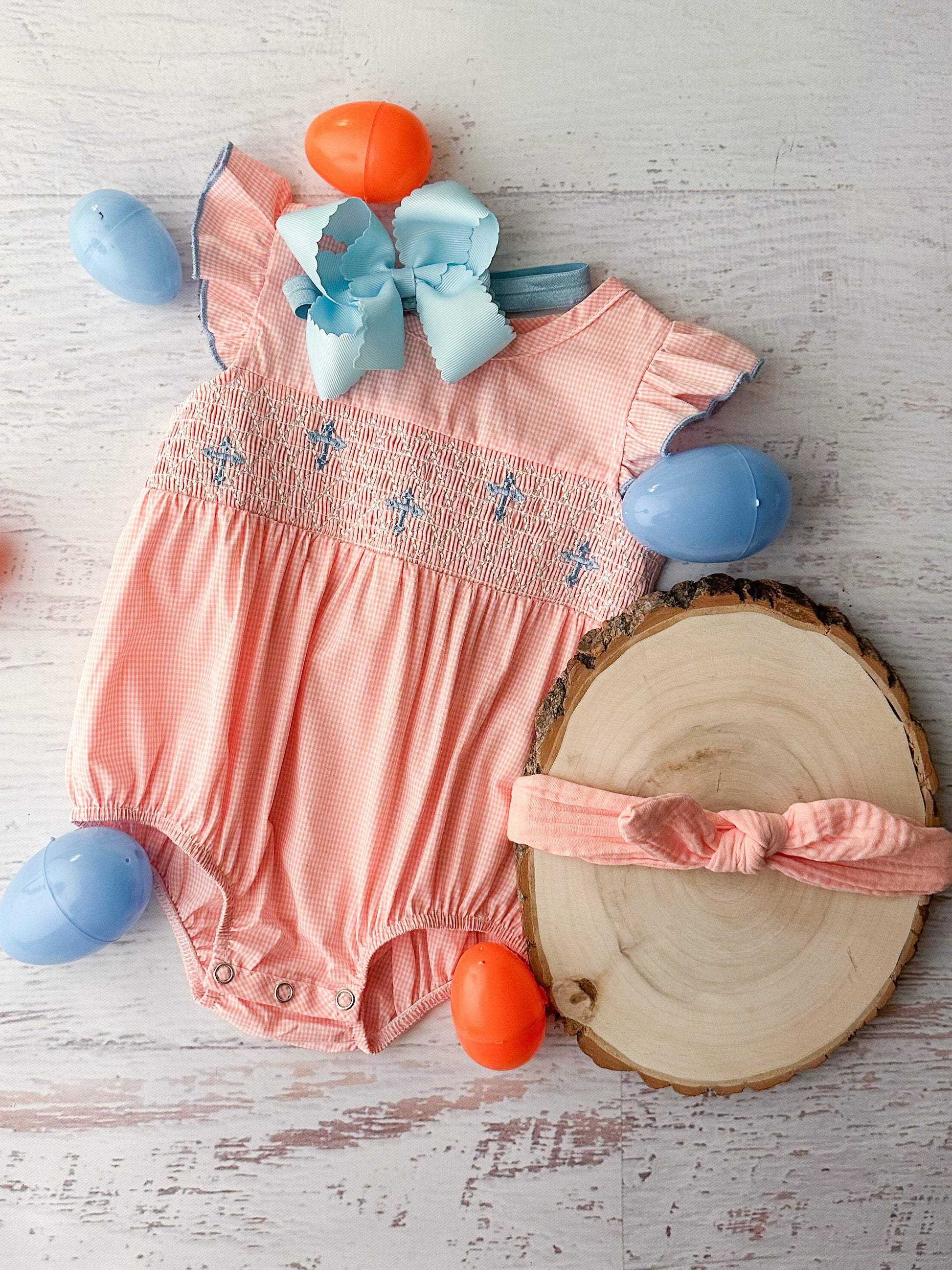 Embroidered Cross Infant Romper