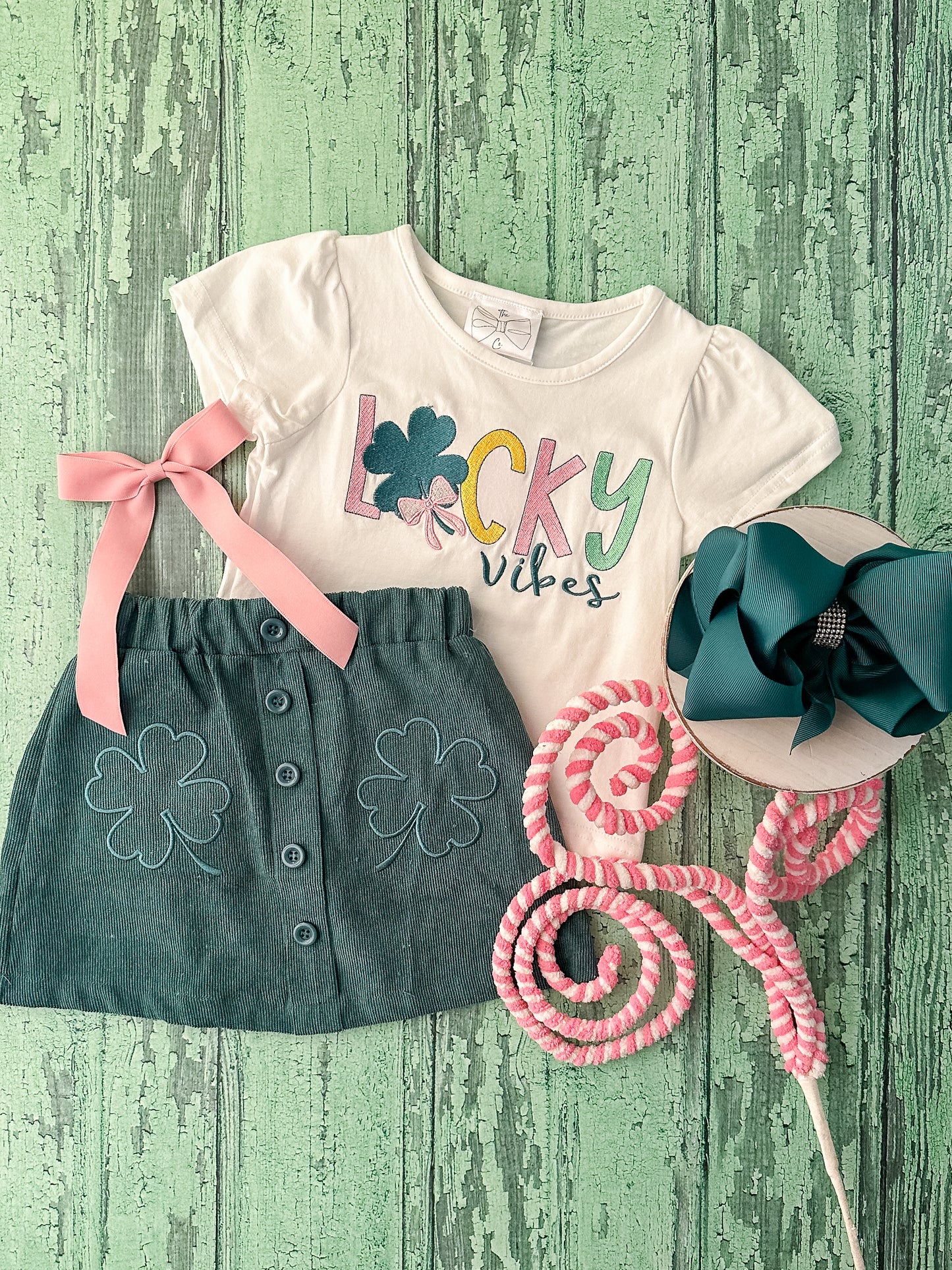 Lucky Vibes Green Skirt Set