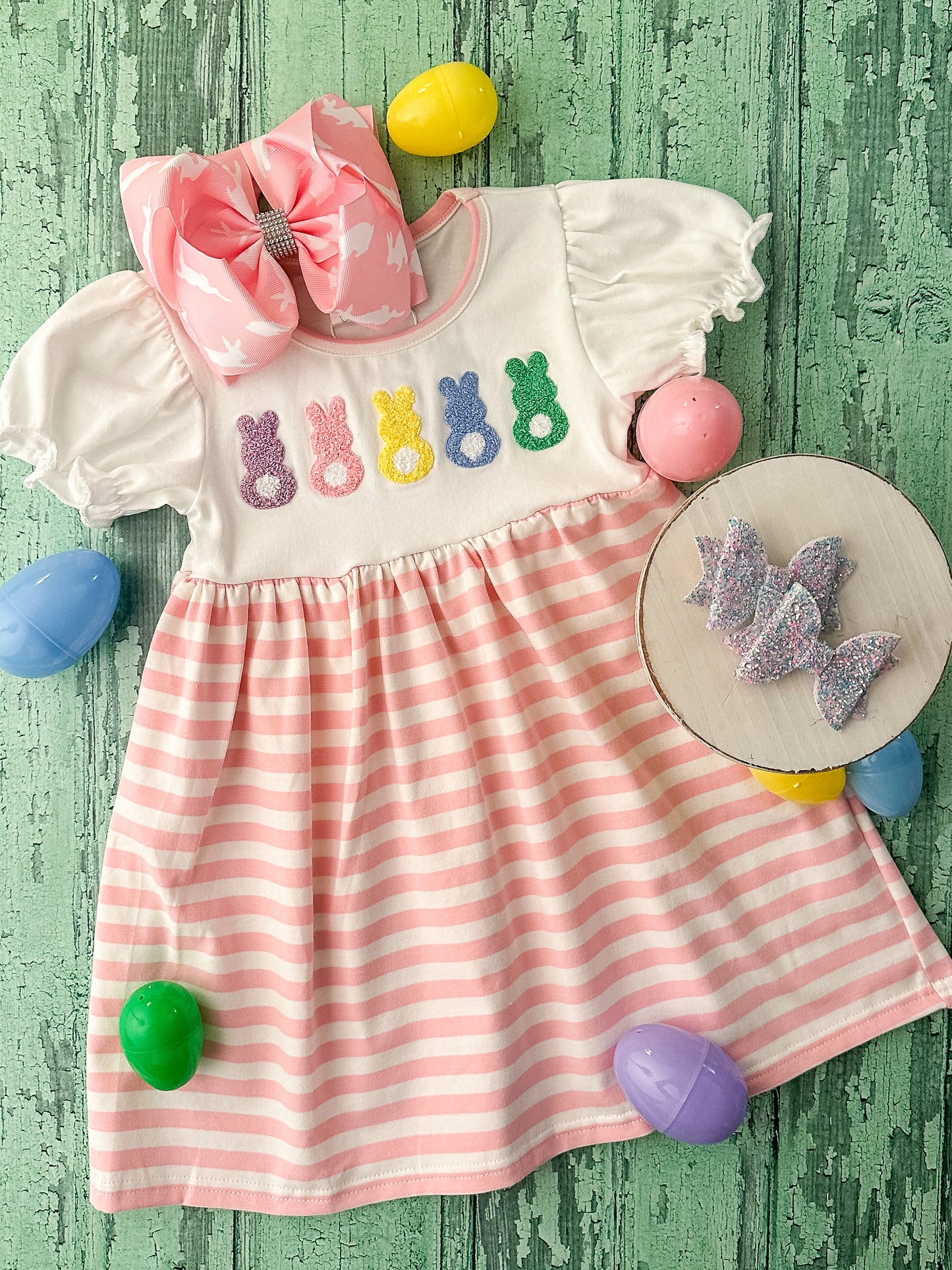 Bunnies & Pink Stripes Dress