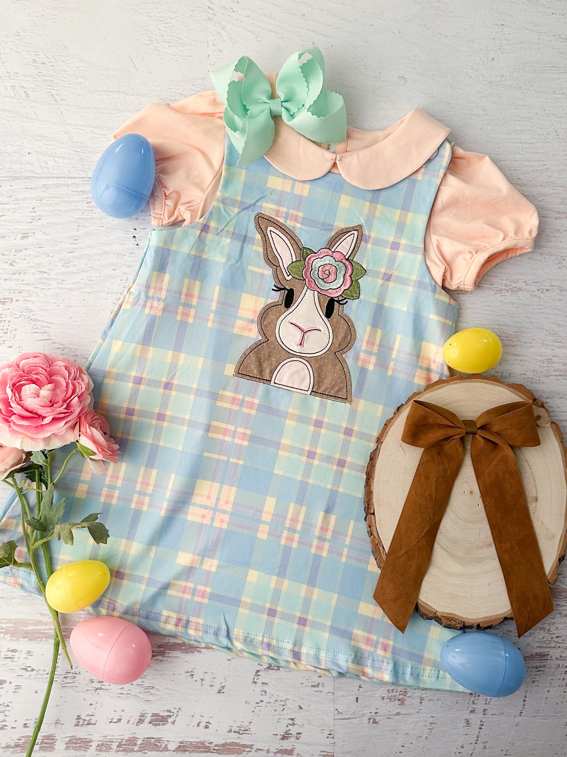 Plaid Easter Bunny Dress Set