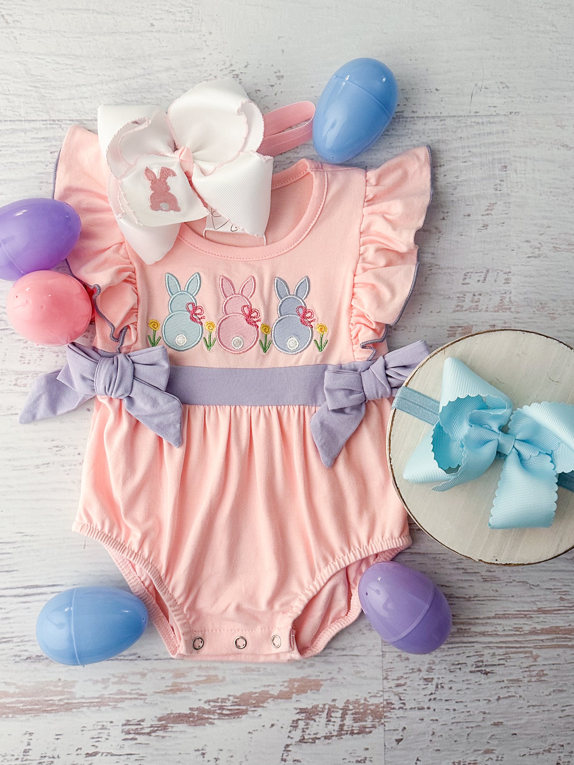 Bunny Trio Pink Infant Girl Romper