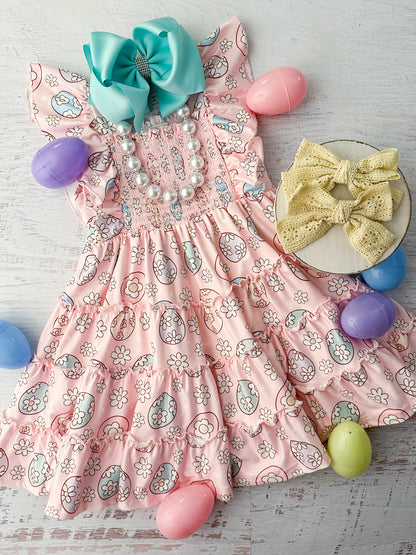 Classic Easter Eggs Ruffled Apron Dress