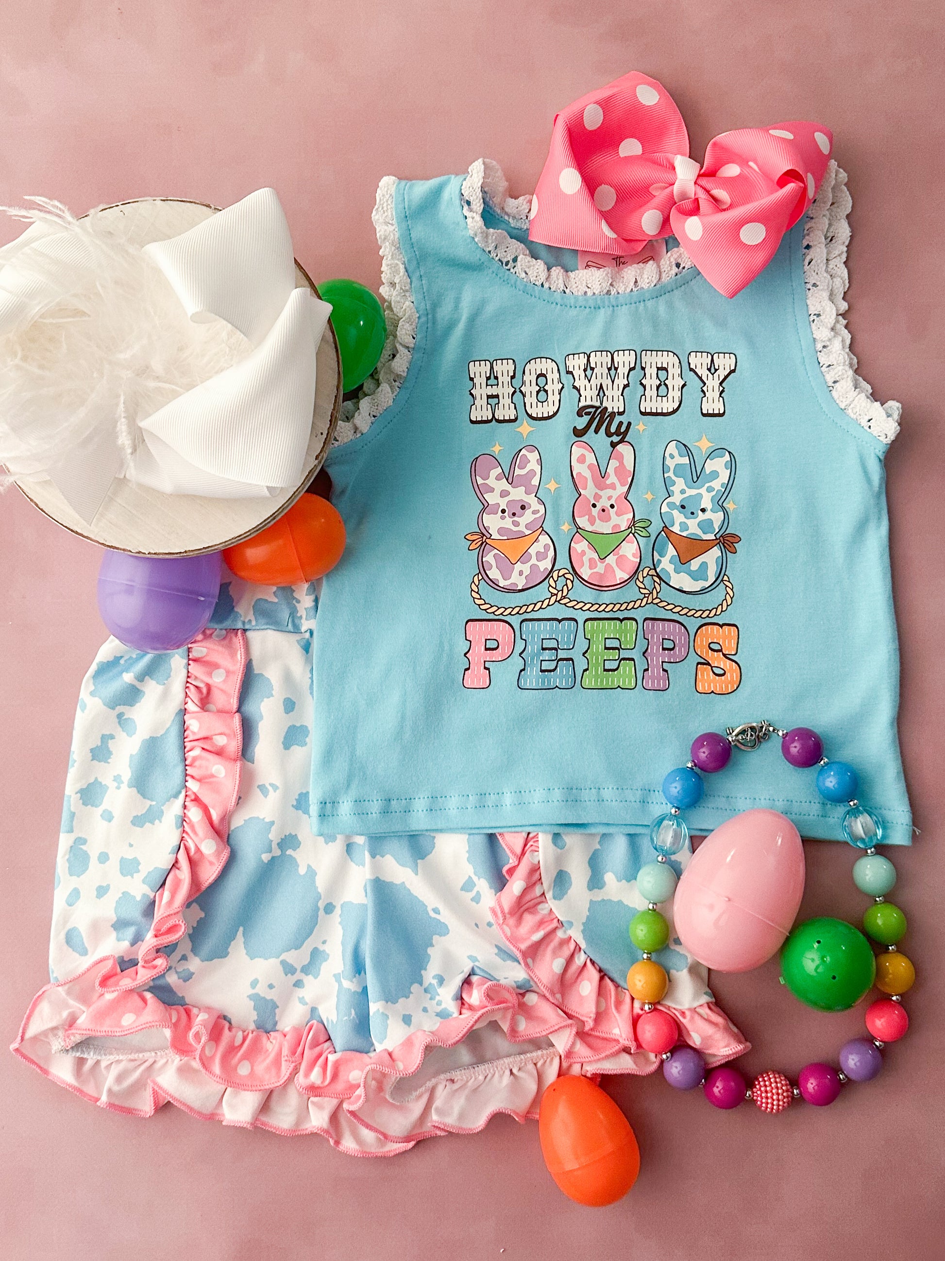 Howdy Peeps Ruffled Shorts Set