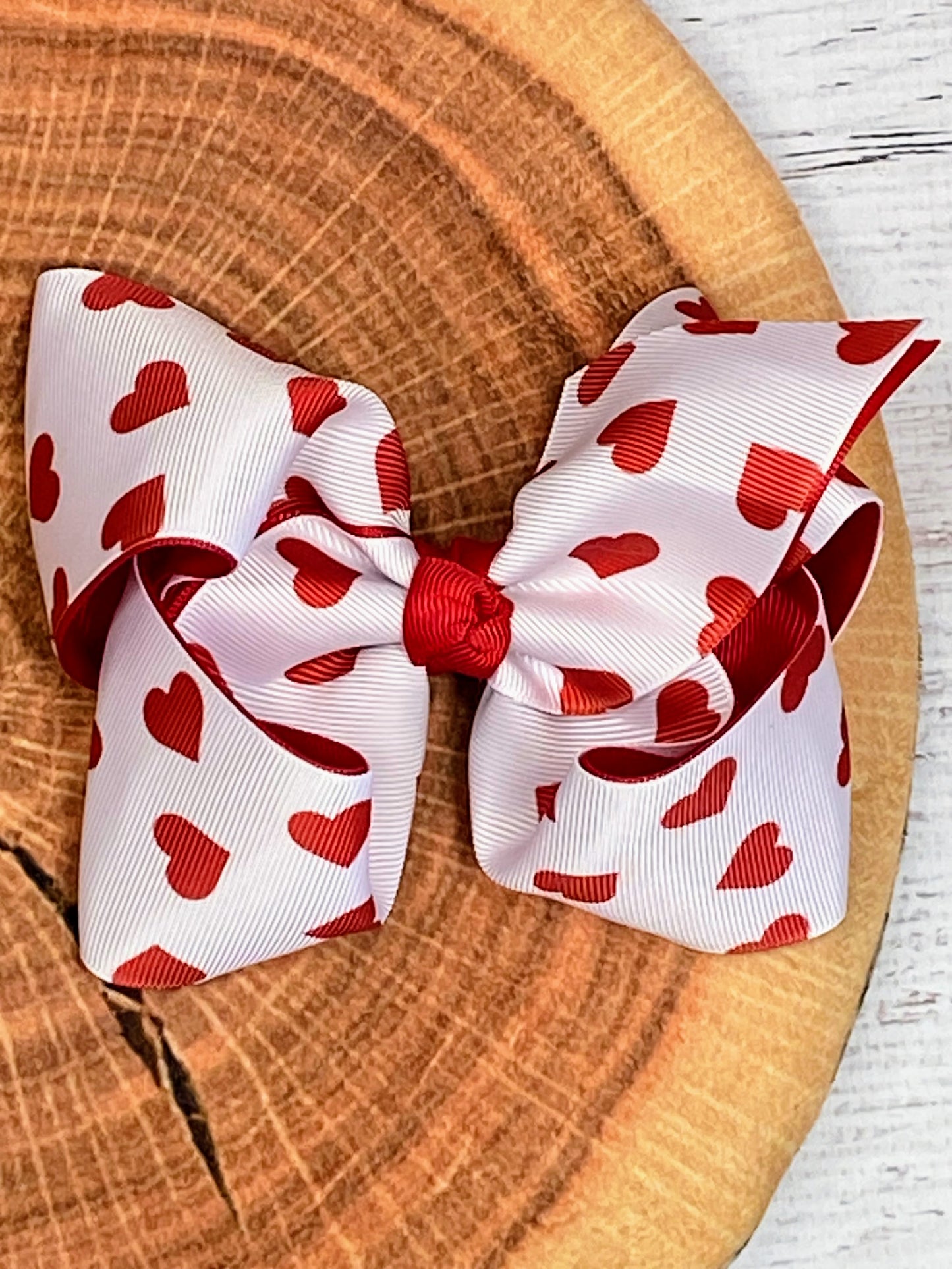 Heart Print 2 Layer Hair Bow