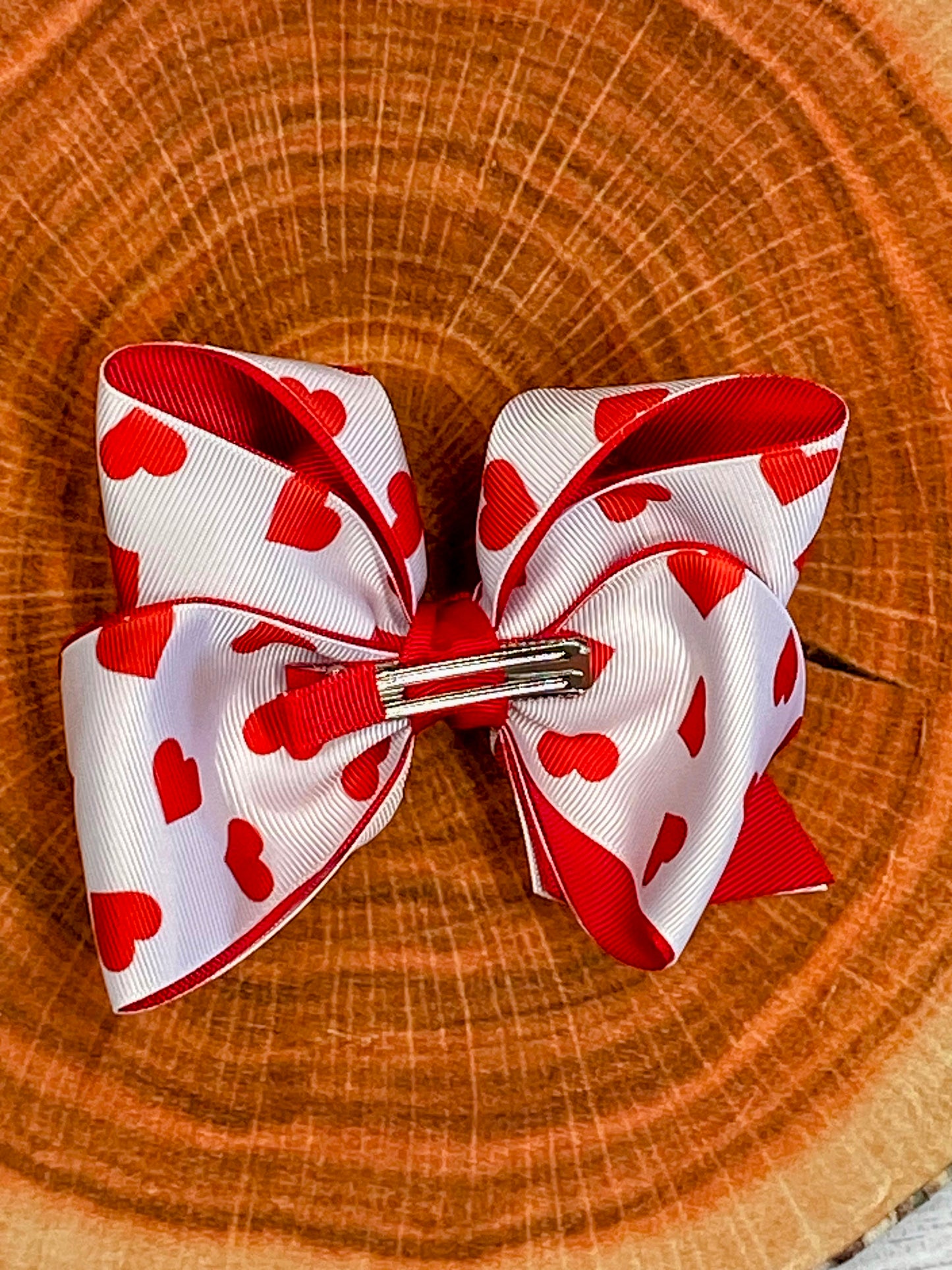 Heart Print 2 Layer Hair Bow