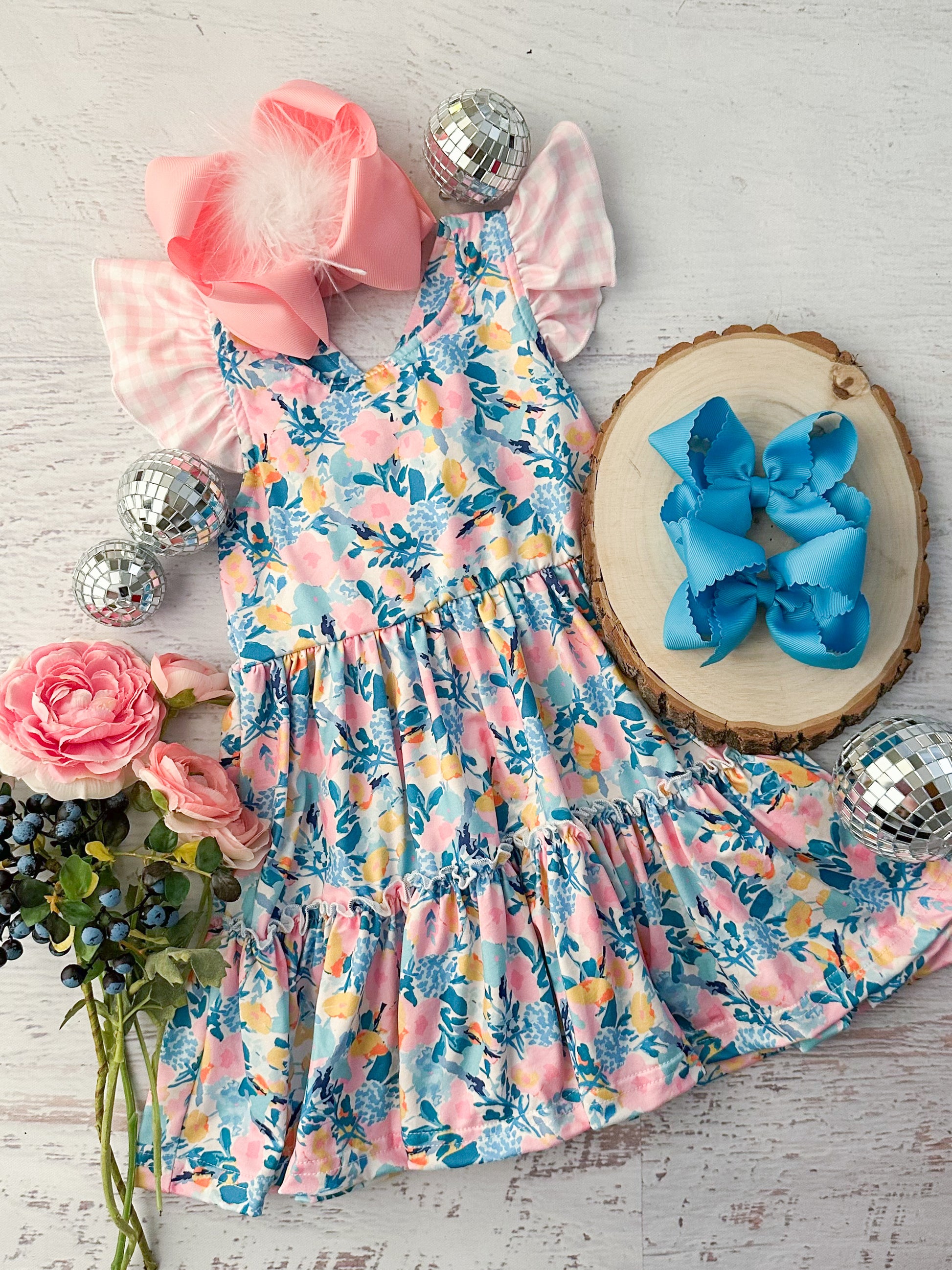 Bright Floral Tiered Twirl Dress