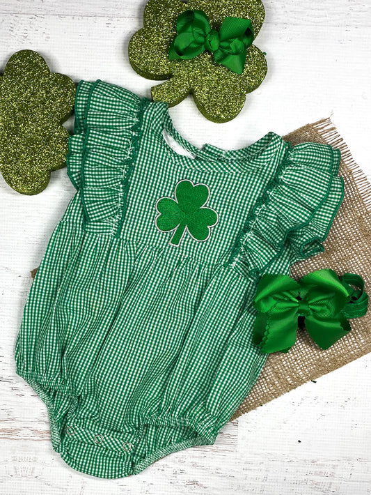 Embroidered Clover Infant Girls Romper