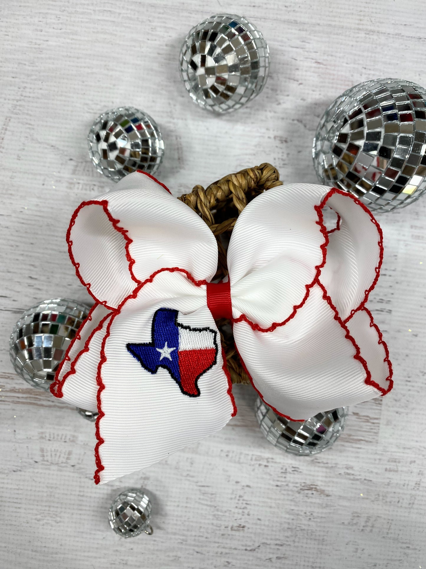 Texas Flag Moonstitch Hair Bow