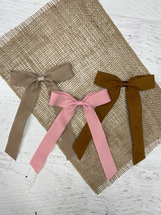 Assortment of Suede Ribbon Hair Bows- Thin