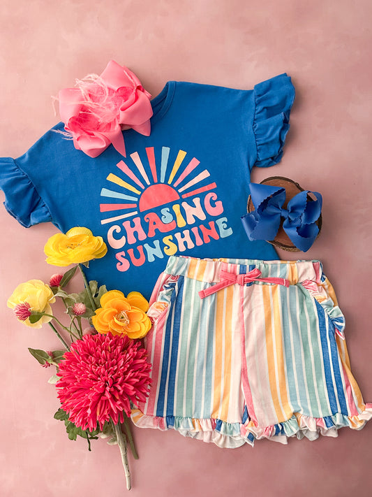 Chasing Sunshine Striped Shorts Set