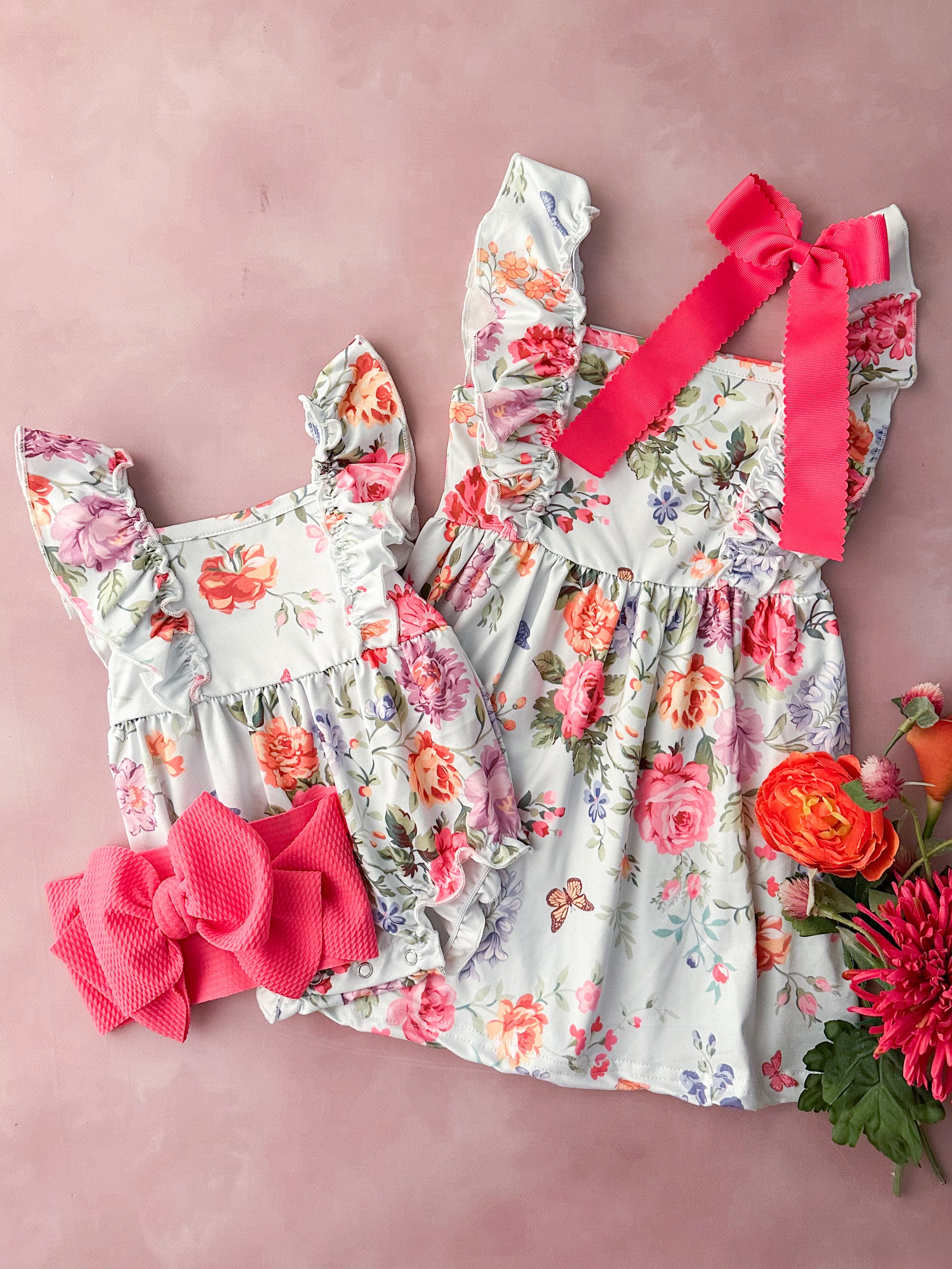 Vintage Floral Summer Dress & matching infant set