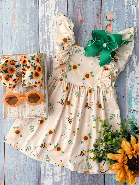 Vintage Sunflower Summer Dress