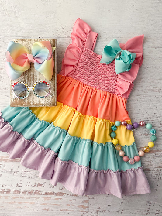 Rainbow Palette Tiered Dress