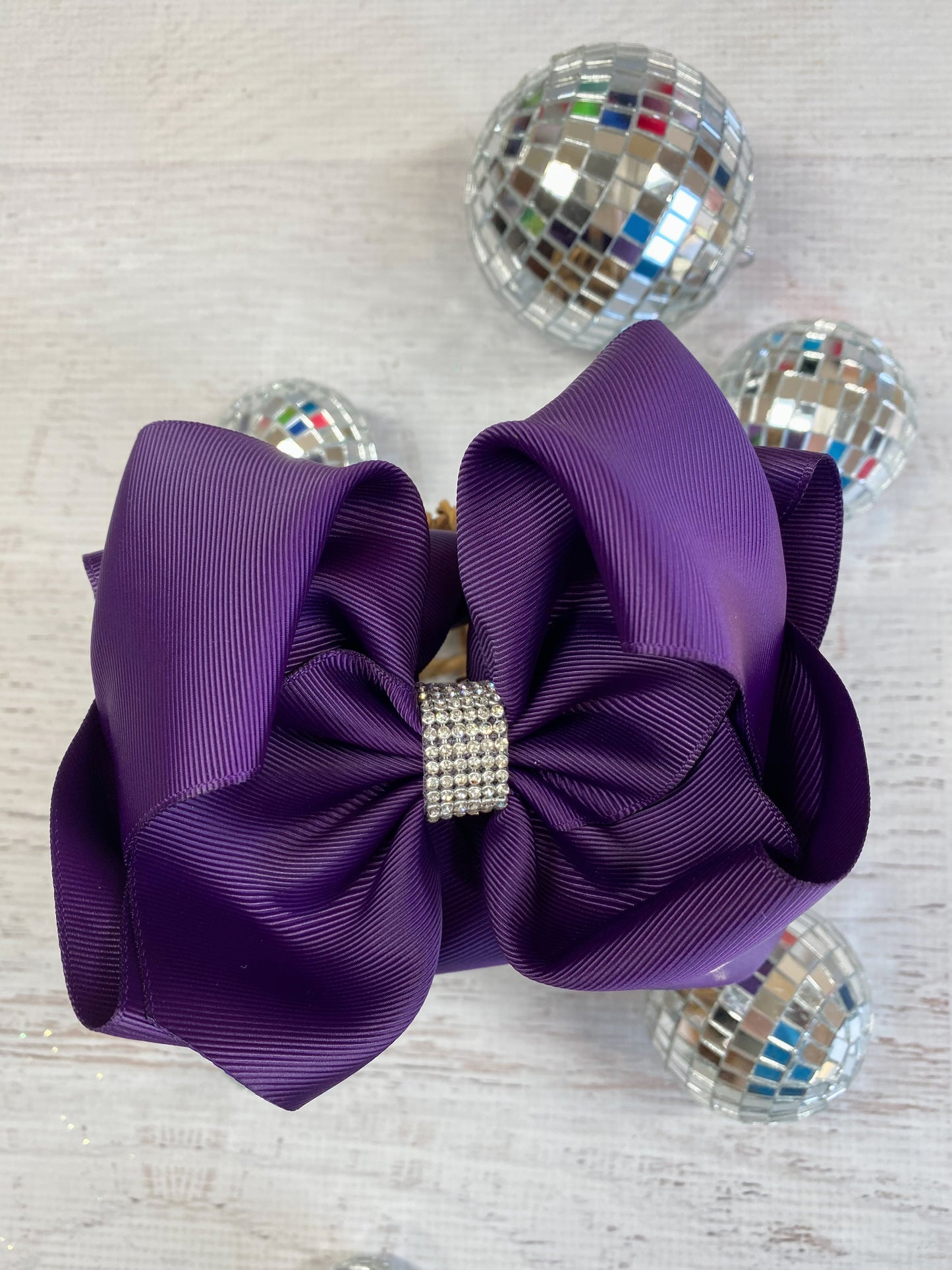 Eggplant Texas Size Rhinestone Center Knot Hair Bow