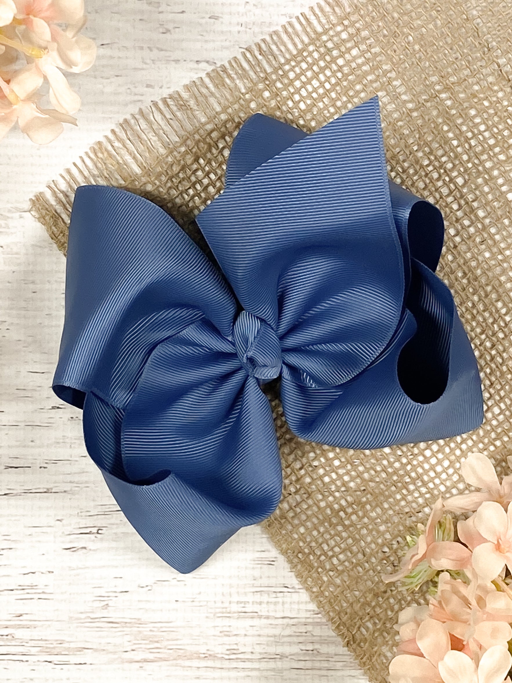 smoke blue texas size hair bow