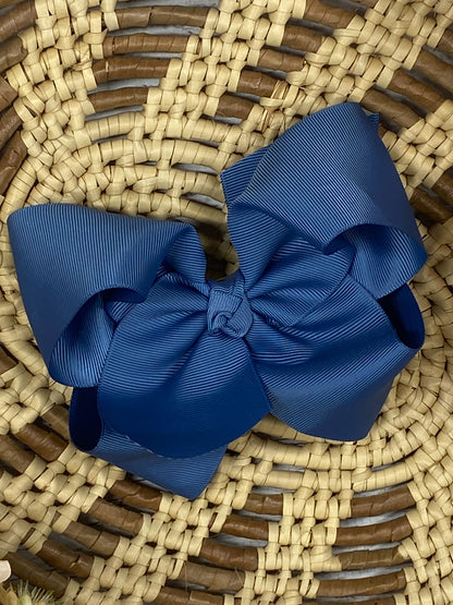 smoke blue classic grosgrain hair bow