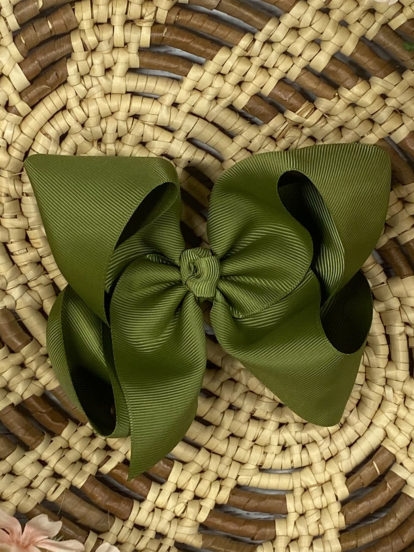 olive classic grosgrain hair bow