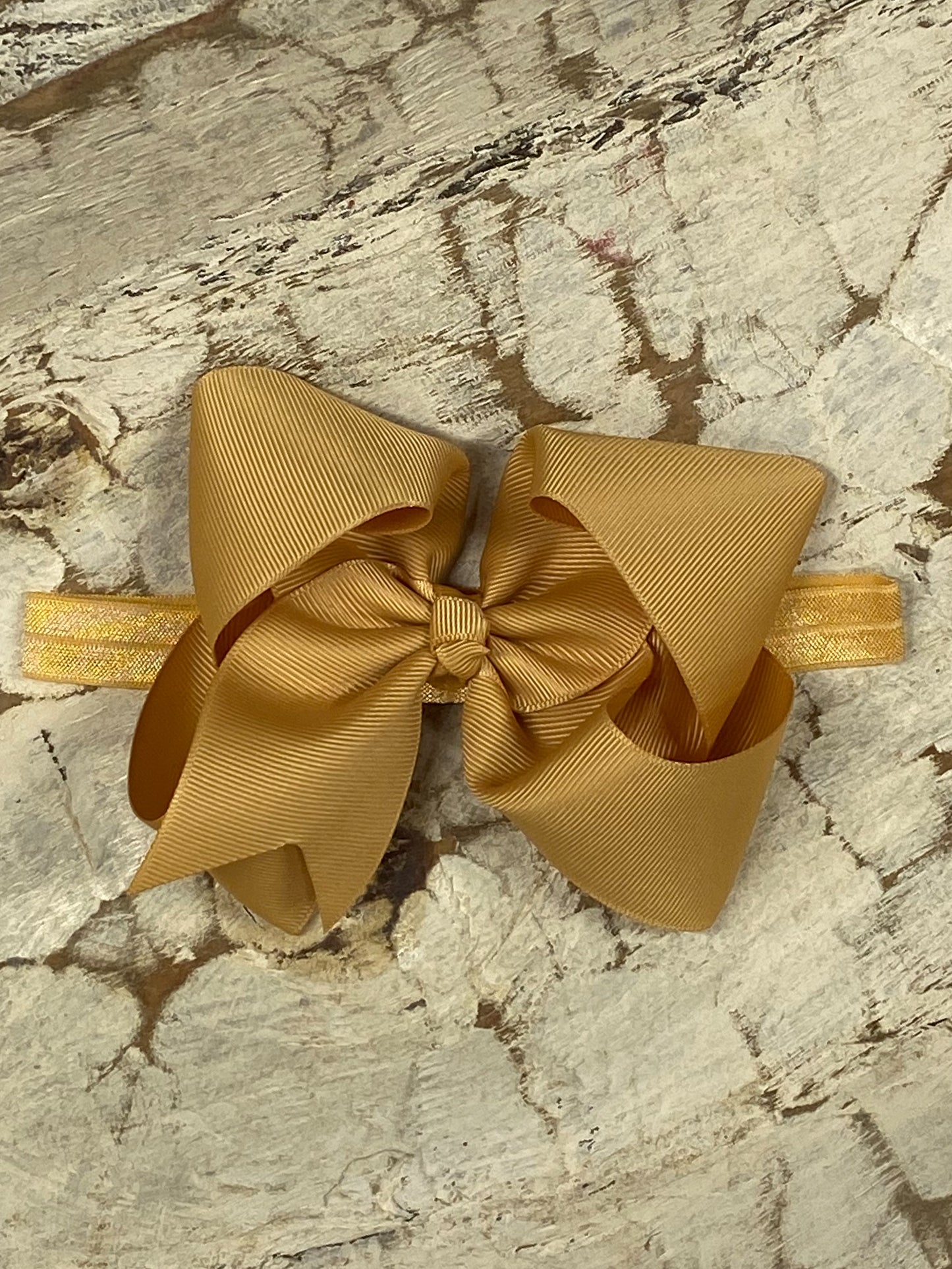 Gold Classic Grosgrain Hair Bow - Satin Headband